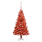 Kunstkerstboom Met Verlichting En Kerstballen 20 Cm Pvc 120 x 65 cm Rood en rosé