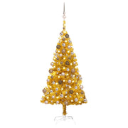 Kunstkerstboom 120 cm goud met verlichting en kerstballen