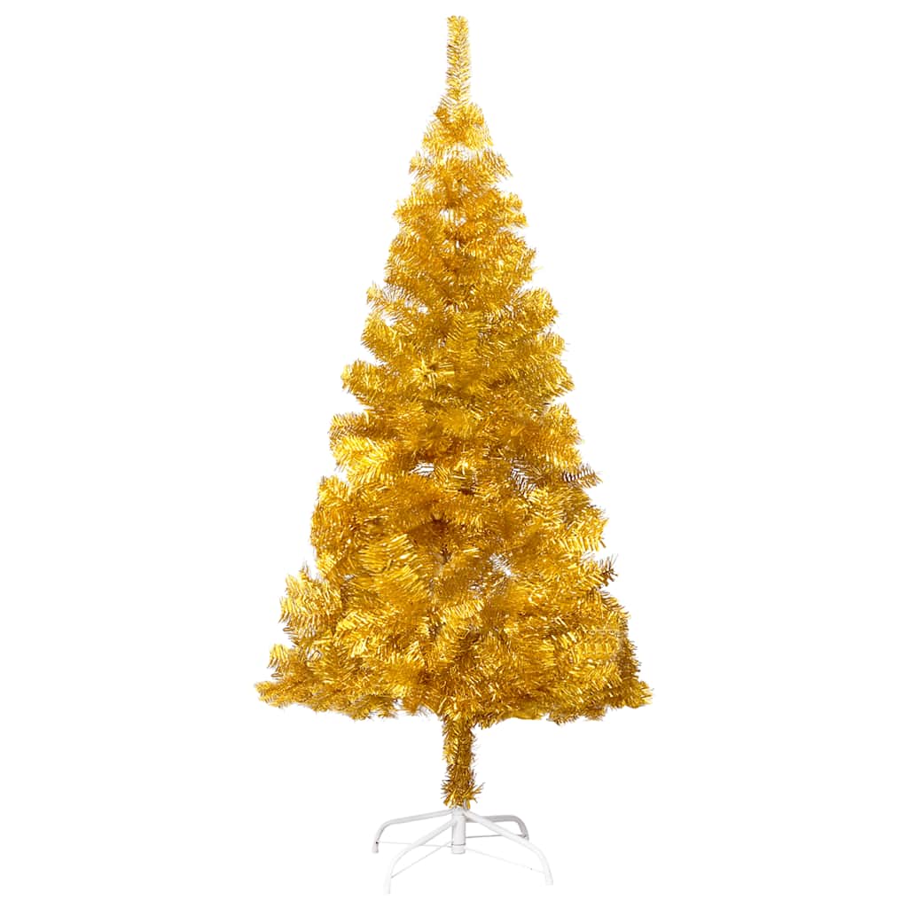 Kunstkerstboom met verlichting en kerstballen 120 cm PET goud