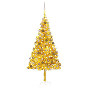 Kunstkerstboom 210 cm goud met verlichting en 120 kerstballen