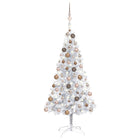 Kunstkerstboom Met Verlichting En Kerstballen 20 Cm Pet Zilver 120 x 65 cm Zilverkleurig en rosé