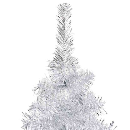 Kunstkerstboom met verlichting en kerstballen 120 cm PET zilver