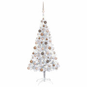 Kunstkerstboom 150 cm verlichting kerstballen PET zilver