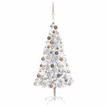 Kunstkerstboom met verlichting en kerstballen 150 cm PET zilver