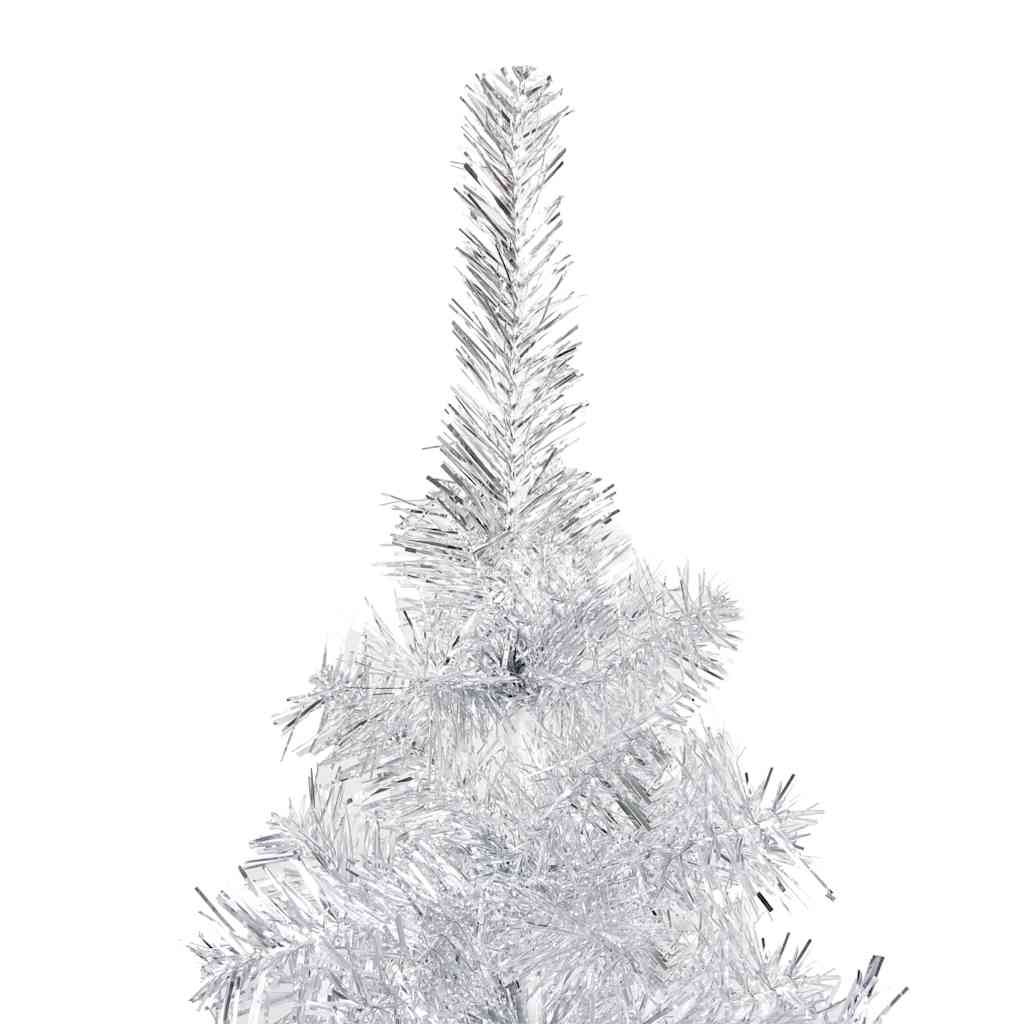 Kunstkerstboom met verlichting en kerstballen 150 cm PET zilver