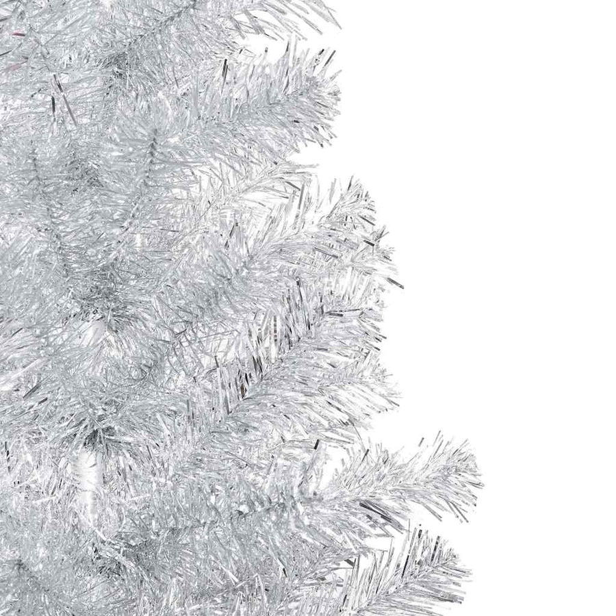 Kunstkerstboom met verlichting en kerstballen 150 cm PET zilver