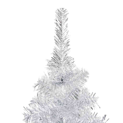 Kunstkerstboom met verlichting en kerstballen 180 cm PET zilver