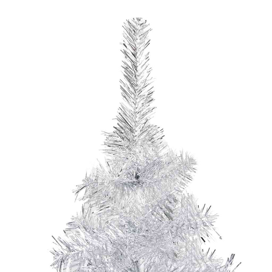 Kunstkerstboom met verlichting en kerstballen 180 cm PET zilver