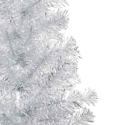 Kunstkerstboom met verlichting en kerstballen 180 cm PET zilver