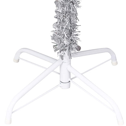 Kunstkerstboom met verlichting en kerstballen 180 cm PET zilver