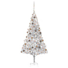 Kunstkerstboom Met Verlichting En Kerstballen 20 Cm Pet Zilver 210 x 120 cm Zilverkleurig en rosé