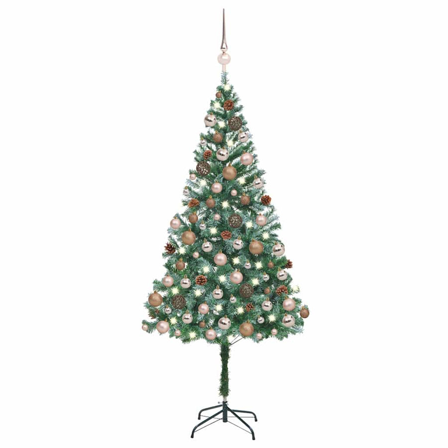 Kunstkerstboom Met Verlichting Kerstballen Dennenappels 180 Cm 180 x 90 cm Rozen