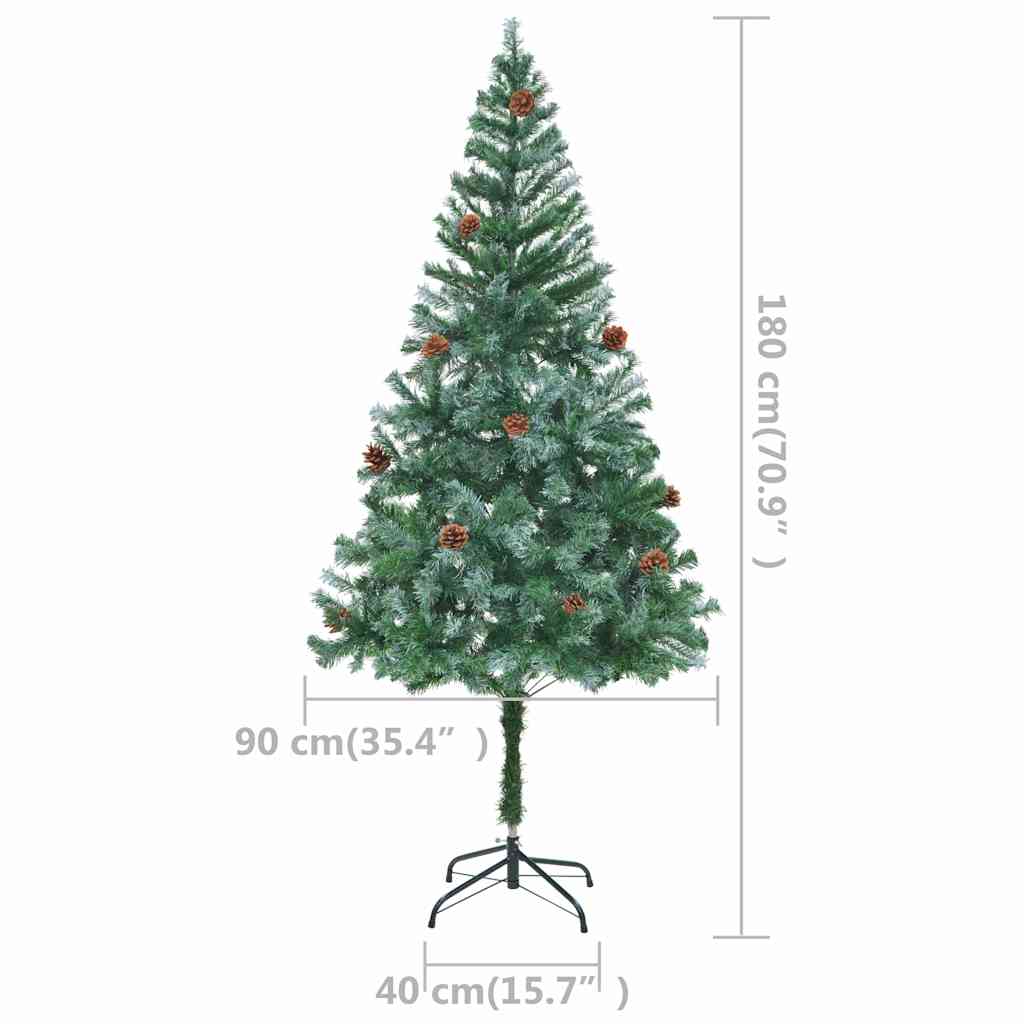 Kunstkerstboom Met Verlichting Kerstballen Dennenappels 180 Cm 180 x 90 cm Rozen