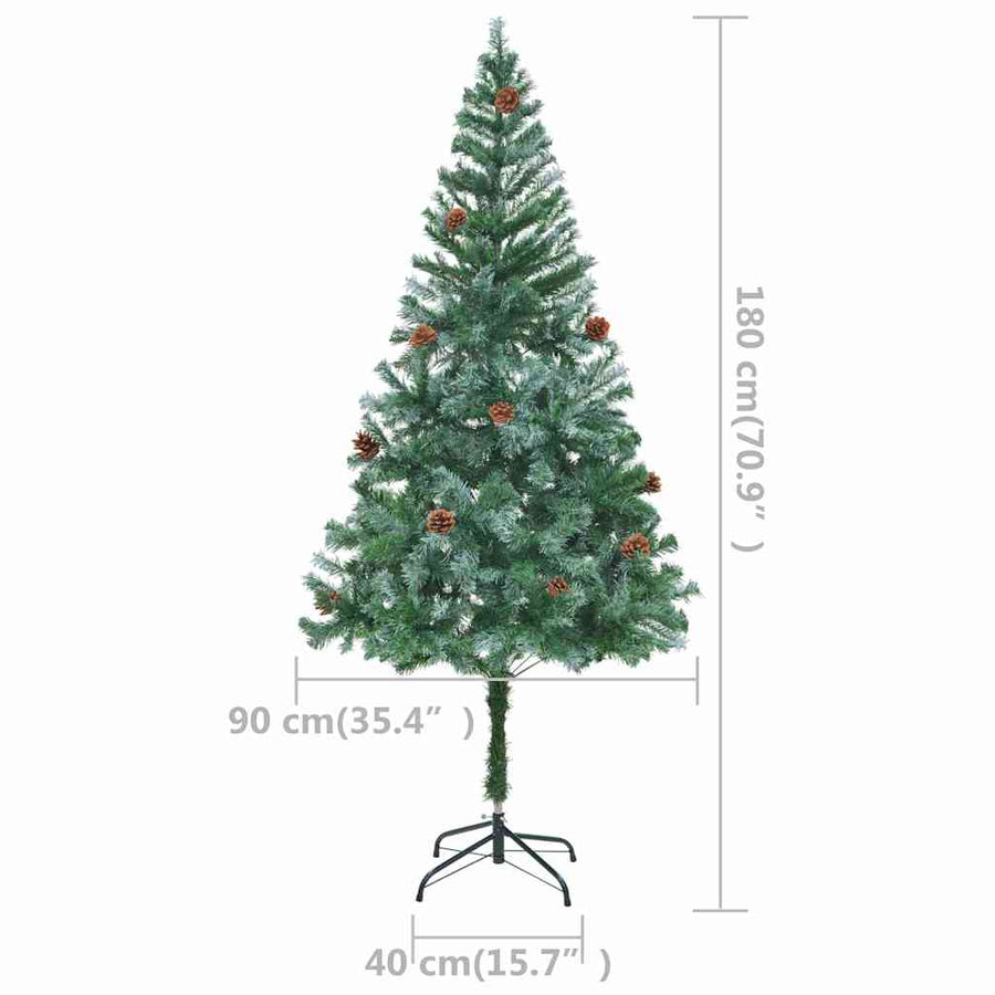 Kunstkerstboom Met Verlichting Kerstballen Dennenappels 180 Cm 180 x 90 cm Rozen