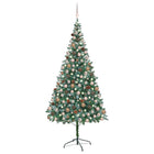 Kunstkerstboom met verlichting kerstballen dennenappels 210 cm 210 x 105 cm Rozen