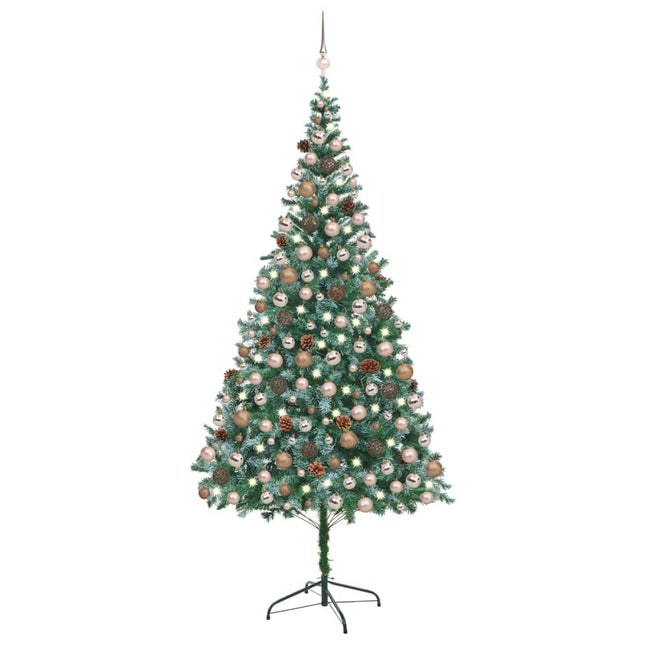 Kunstkerstboom met verlichting kerstballen dennenappels 210 cm 210 x 105 cm Rozen