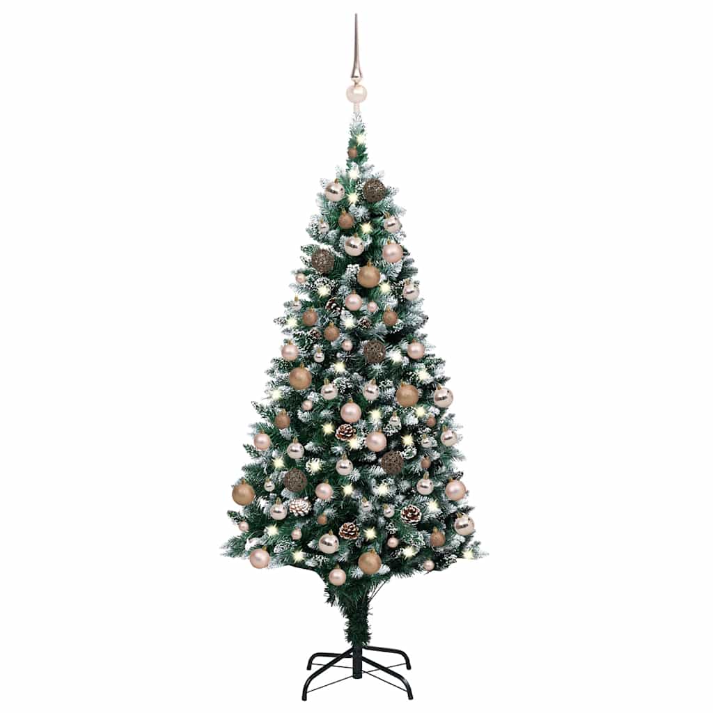Kunstkerstboom met LED en kerstballen en dennenappels 180 cm