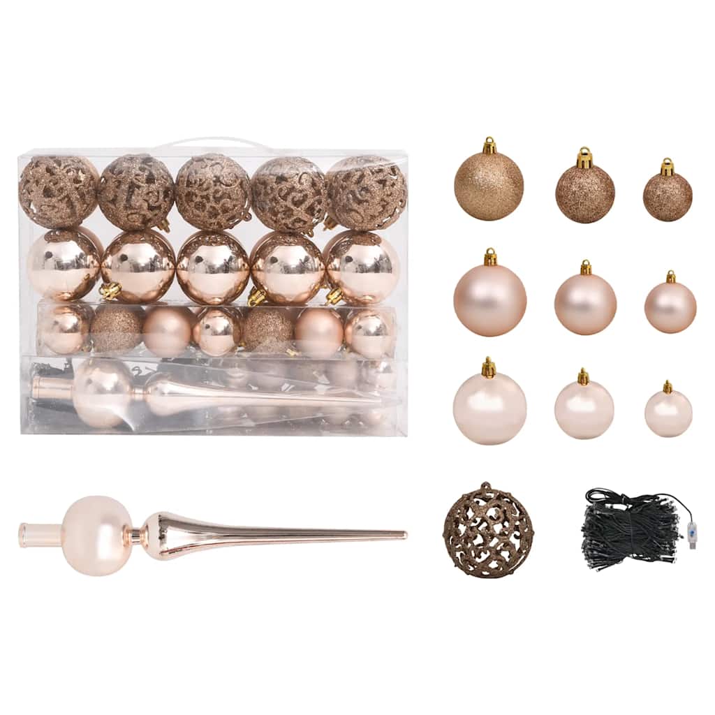Kunstkerstboom met LED en kerstballen en dennenappels 180 cm