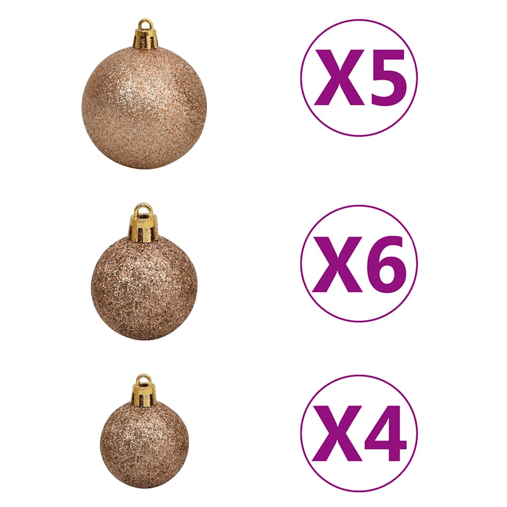 Kunstkerstboom met LED en kerstballen en dennenappels 180 cm
