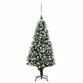 Kunstkerstboom met LED en kerstballen en dennenappels 180 cm