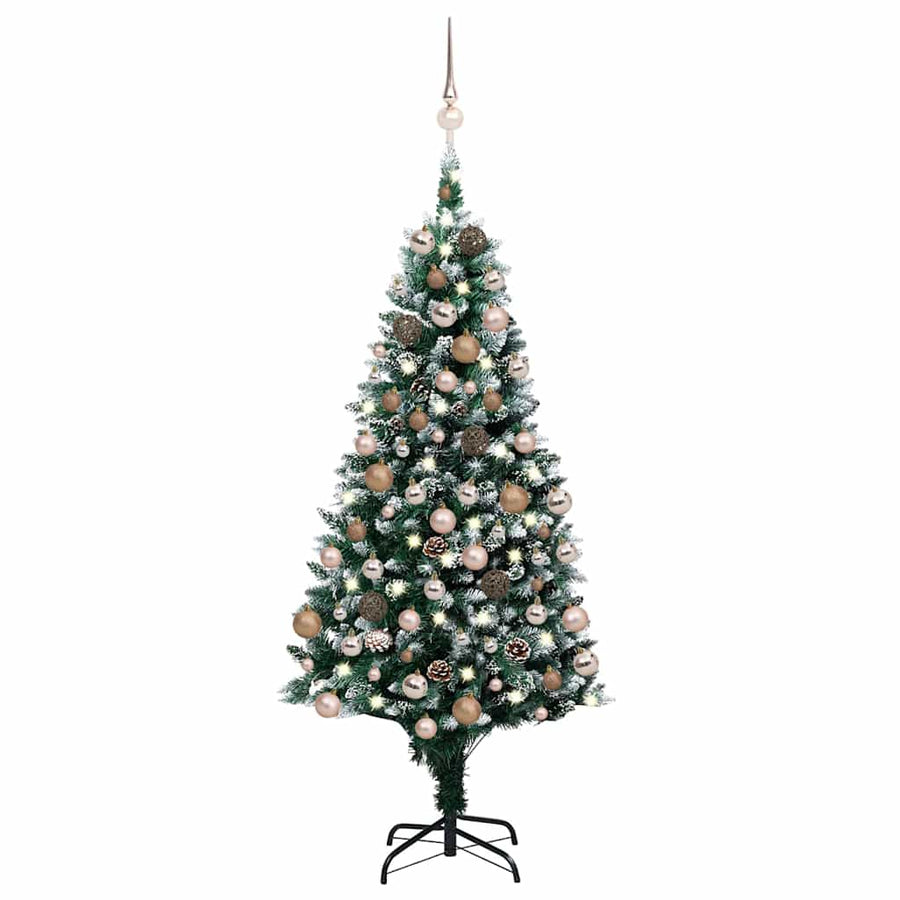 Kunstkerstboom Met Verlichting Kerstballen Dennenappels 180 Cm 180 x 100 cm Rozen