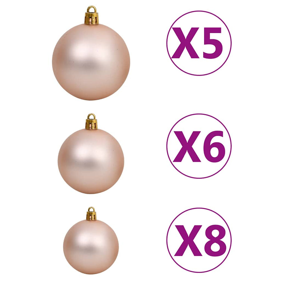 Kunstkerstboom Met Verlichting Kerstballen Dennenappels 180 Cm 180 x 100 cm Rozen