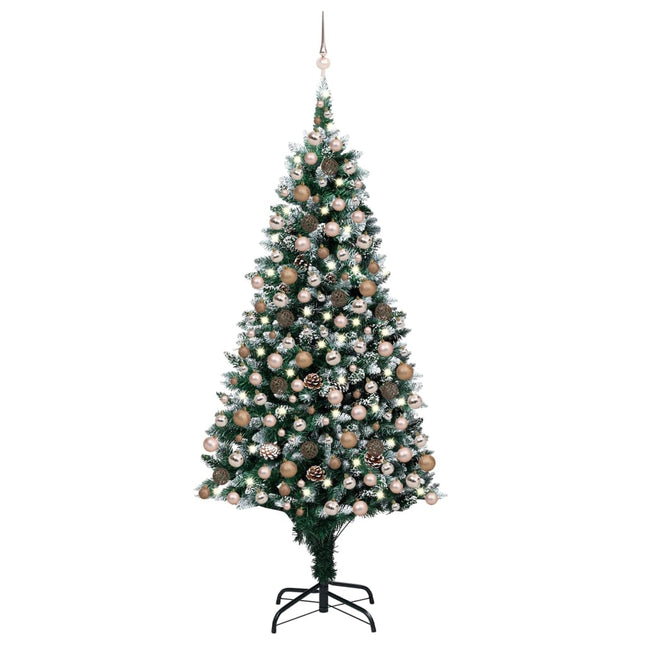 Kunstkerstboom Met Verlichting Kerstballen Dennenappels 20 Cm 210 x 120 cm Rozen