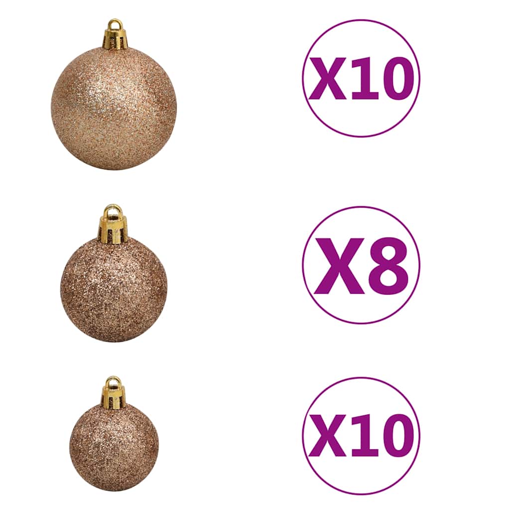 Kunstkerstboom met LED en kerstballen en dennenappels 240 cm