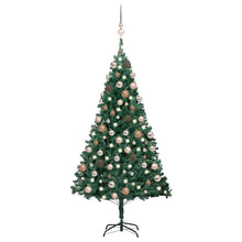 Kunstkerstboom met verlichting en kerstballen 120 cm PVC groen