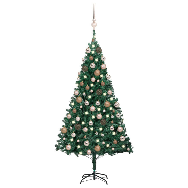 Kunstkerstboom Met Verlichting En Kerstballen 20 Cm Pvc Groen 120 x 60 cm green and rose