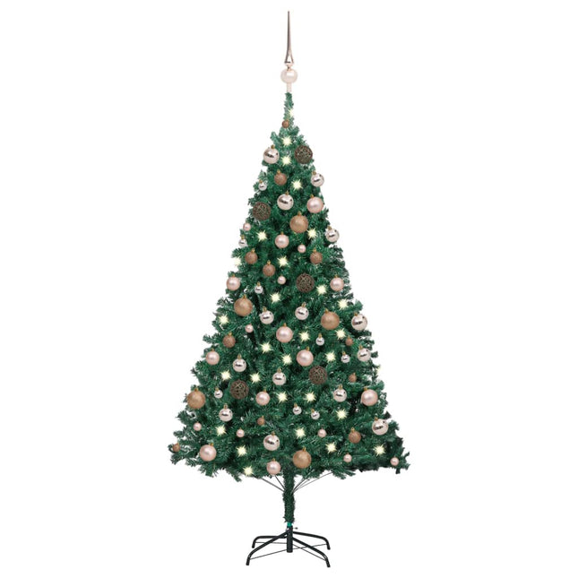 Kunstkerstboom Met Verlichting En Kerstballen 80 Cm Pvc Groen 180 x 95 cm green and rose