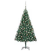Kunstkerstboom 210 cm groen met verlichting en ballen