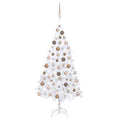 Kunstkerstboom met verlichting en kerstballen 120 cm PVC wit