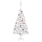 Kunstkerstboom Met Verlichting En Kerstballen 20 Cm Pvc Wit 120 x 60 cm white and rose