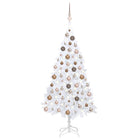 Kunstkerstboom Met Verlichting En Kerstballen 50 Cm Pvc Wit 150 x 80 cm white and rose