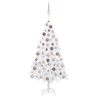 Kunstkerstboom Met Verlichting En Kerstballen 80 Cm Pvc Wit 180 x 95 cm white and rose