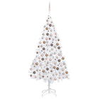 Kunstkerstboom Met Verlichting En Kerstballen 20 Cm Pvc Wit 210 x 110 cm white and rose