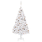 Kunstkerstboom Met Verlichting En Kerstballen 240 Cm Wit 240 x 125 cm white and rose