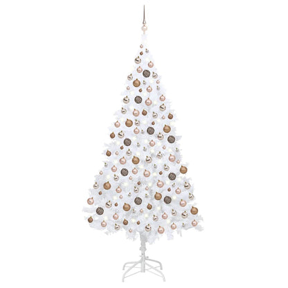 Kunstkerstboom met verlichting en kerstballen 240 cm wit