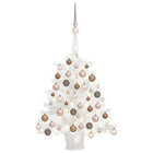 Kunstkerstboom Met Verlichting En Kerstballen 65 Cm Wit 65 x 35 cm Rozen