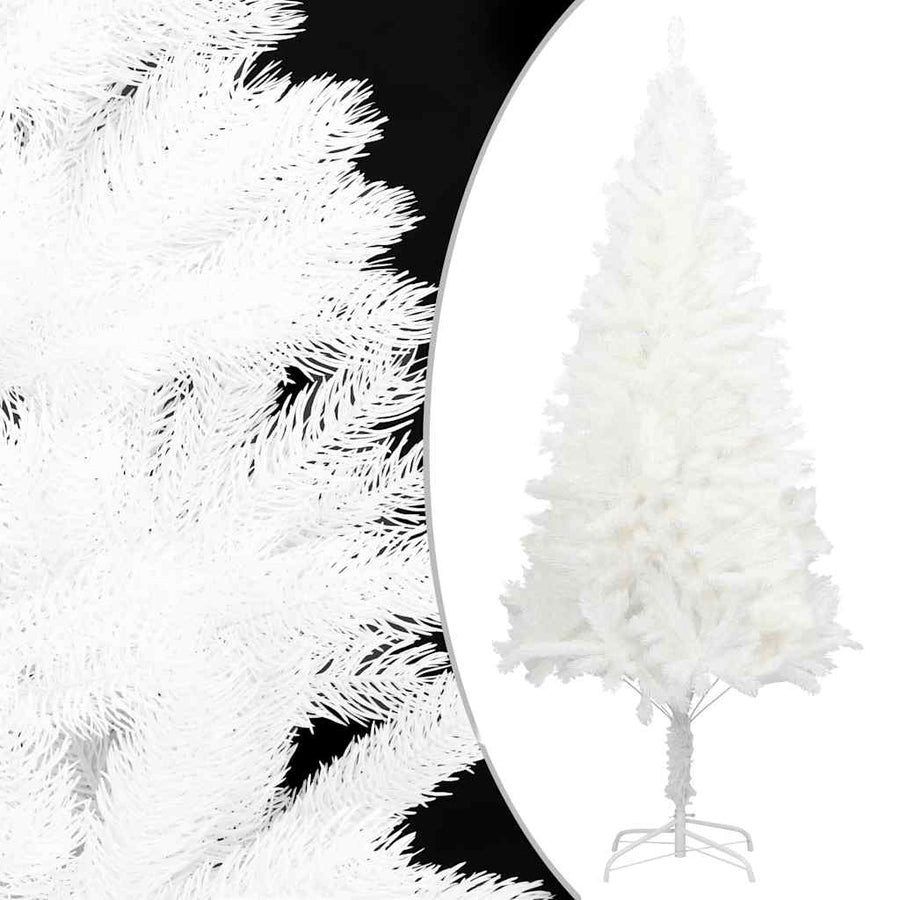 Kunstkerstboom Met Verlichting En Kerstballen 150 Cm Pvc Wit 150 x 75 cm