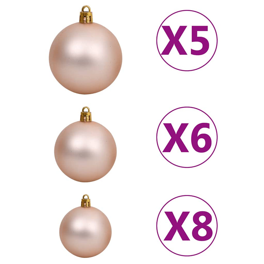 Kunstkerstboom Met Verlichting En Kerstballen 150 Cm Pvc Wit 150 x 75 cm