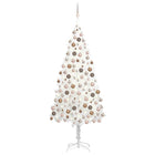 Kunstkerstboom Met Verlichting En Kerstballen 20 Cm Pvc Wit 210 x 105 cm Rozen