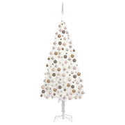 Kunstkerstboom wit 210 cm met 300 LED's en 120 kerstballen