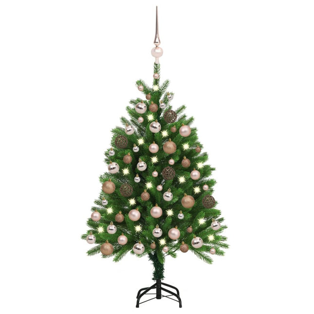 Kunstkerstboom Met Verlichting En Kerstballen 20 Cm Groen 120 x 75 cm Rozen