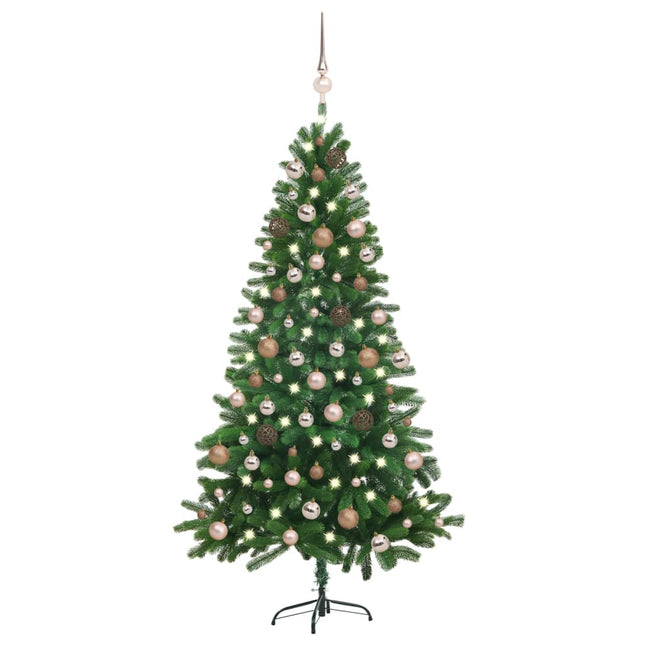 Kunstkerstboom Met Verlichting En Kerstballen 80 Cm Groen 180 x 90 cm Rozen