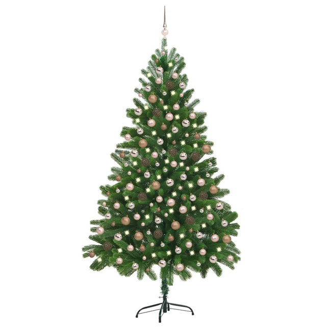 Kunstkerstboom Met Verlichting En Kerstballen 20 Cm Groen 210 x 105 cm Rozen