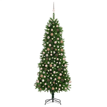 Kunstkerstboom met verlichting en kerstballen 240 cm groen