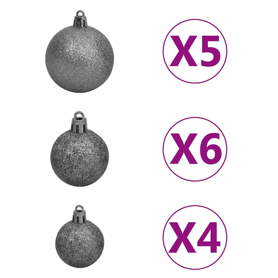 Kunstkerstboom met verlichting en kerstballen half 120 cm groen