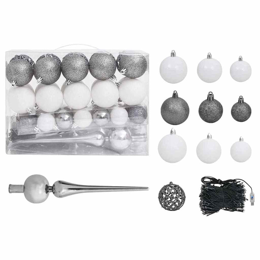 Kunstkerstboom met verlichting en kerstballen half 120 cm groen